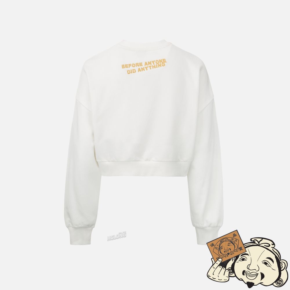 Women Evisu DARUMA AND KAMON EMBROIDERY CROPPED SWEATSHIRT Blanche | 709UKTCNS