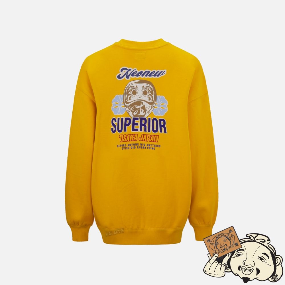Women Evisu DARUMA AND KAMON PRINT SWEATSHIRT Jaune | 890DRWPJG