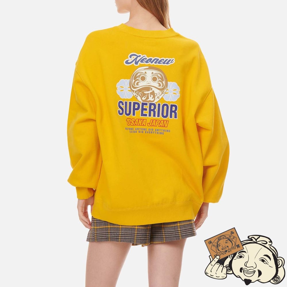 Women Evisu DARUMA AND KAMON PRINT SWEATSHIRT Jaune | 890DRWPJG