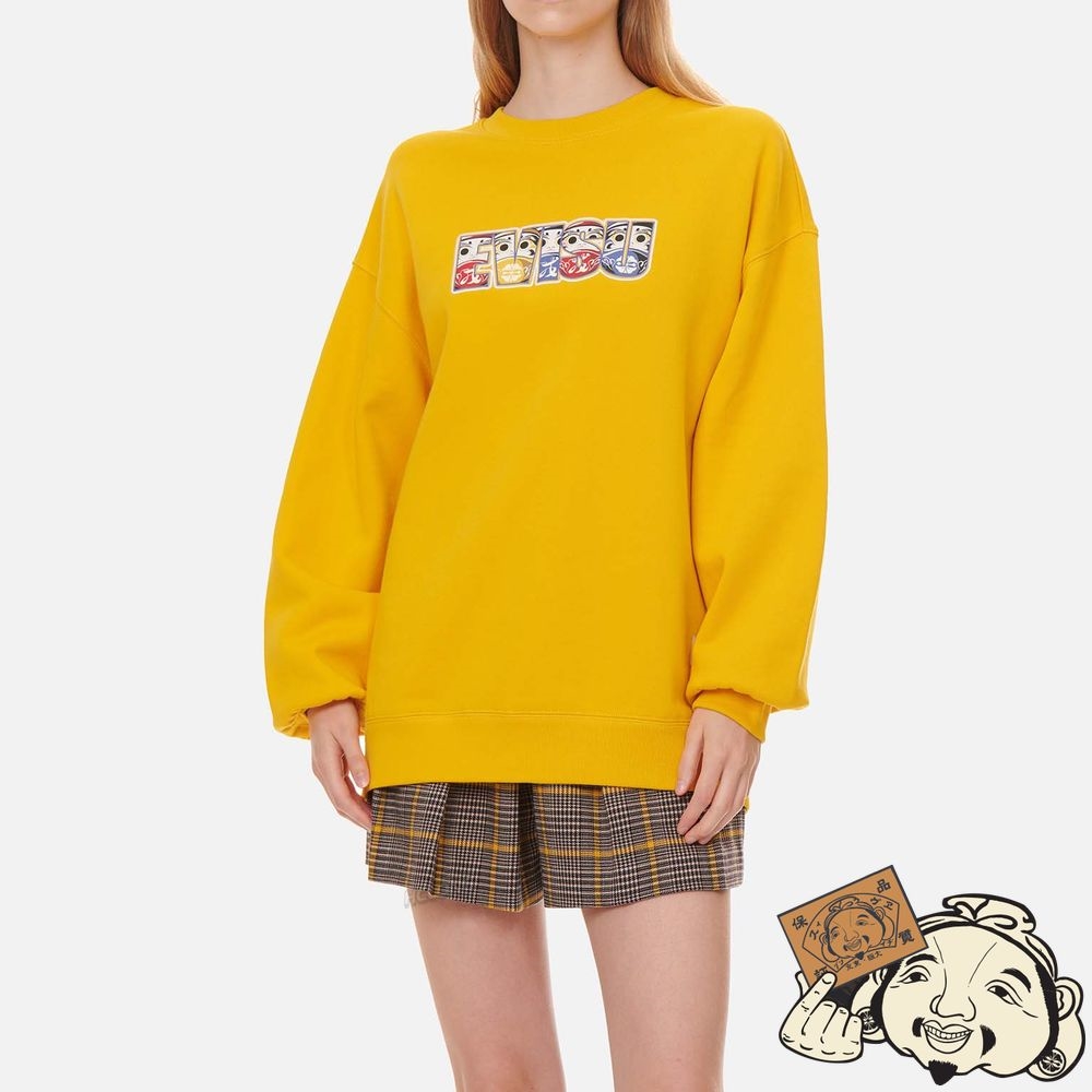 Women Evisu DARUMA AND KAMON PRINT SWEATSHIRT Jaune | 890DRWPJG