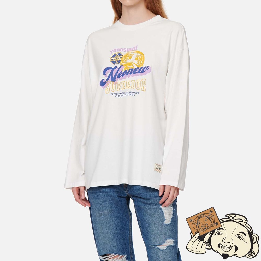 Women Evisu DARUMA AND LOGO PRINT T-SHIRT Blanche | 520GDBQVP