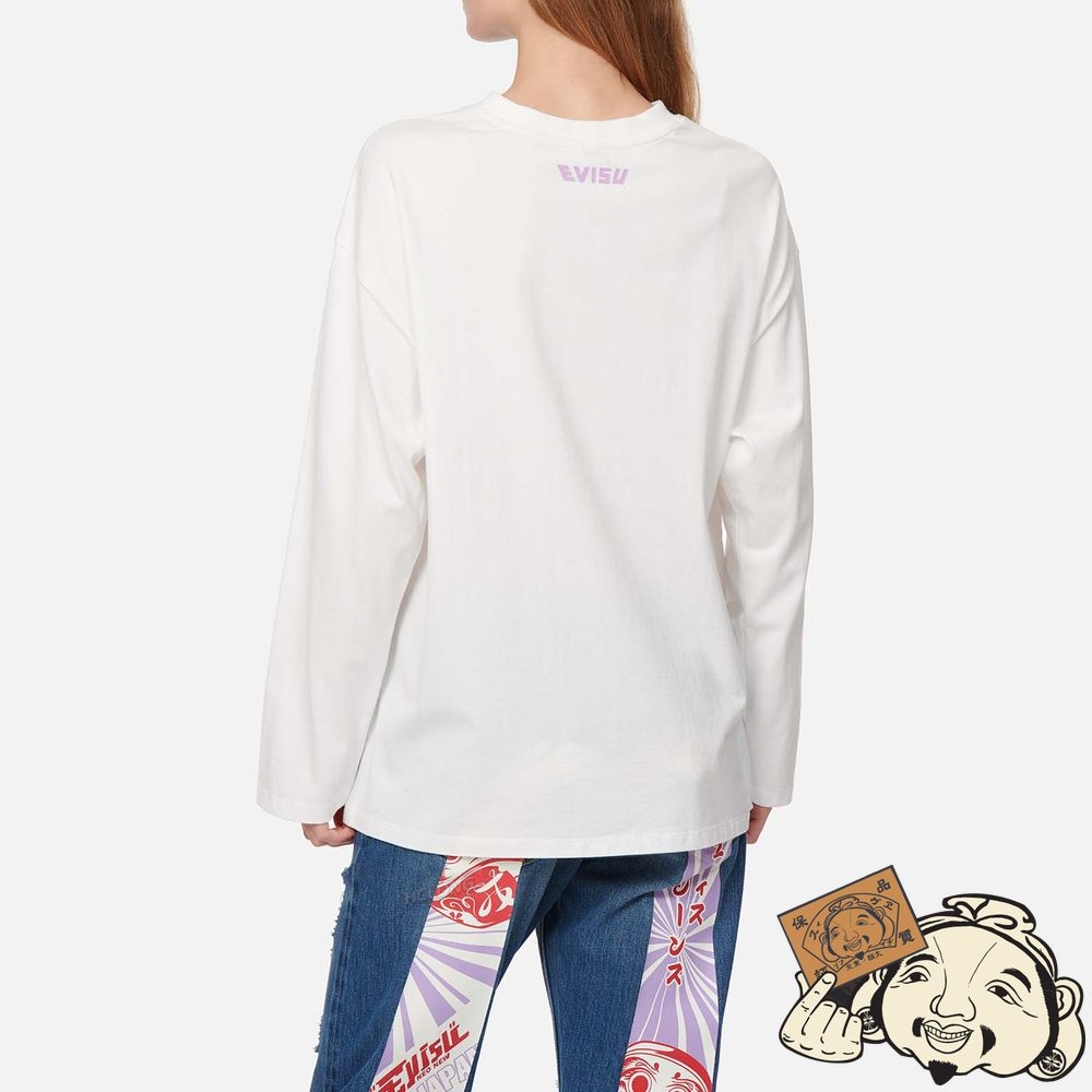 Women Evisu DARUMA AND LOGO PRINT T-SHIRT Blanche | 520GDBQVP