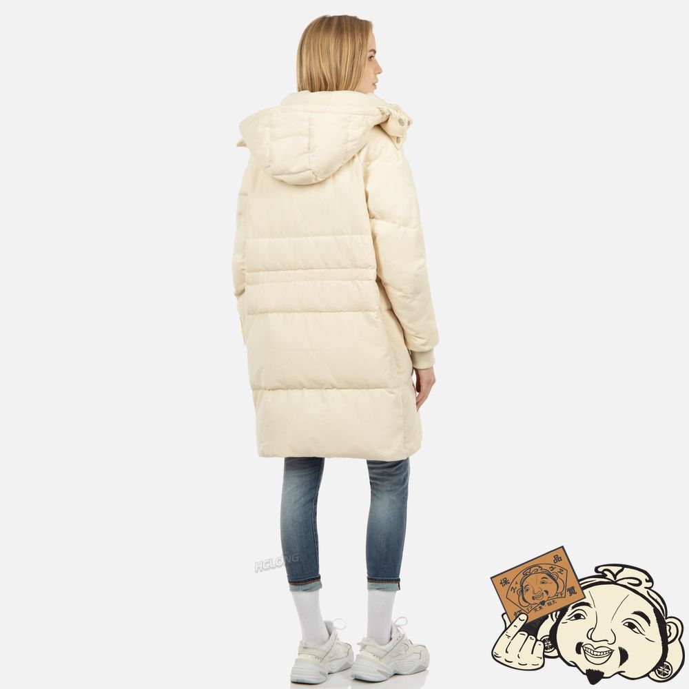 Women Evisu EVISU SQUAD EMBROIDERY CORDUROY DOWN COAT Blanche | 324WZRHAT