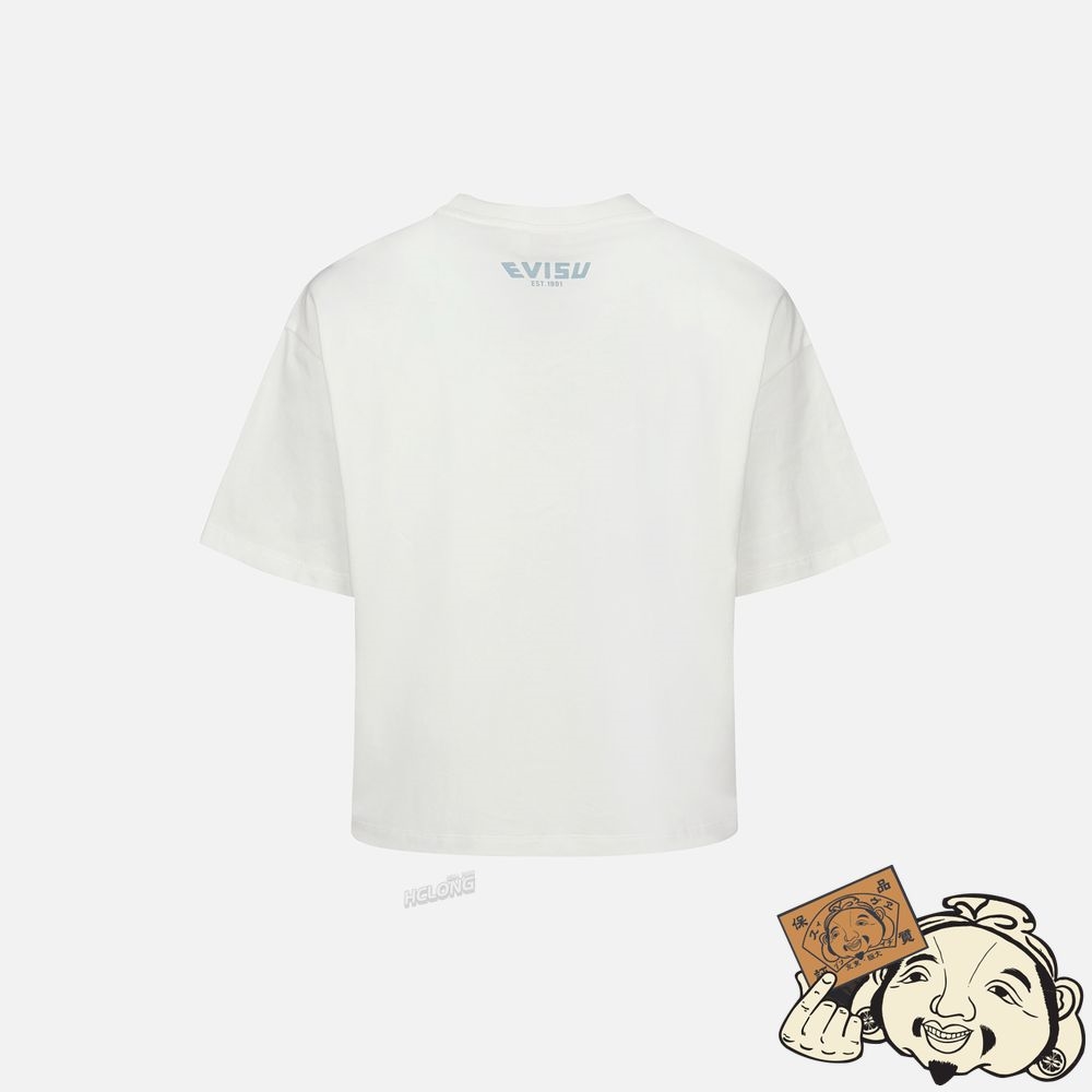 Women Evisu Embellished Denim Seagull Appliqué T-shirt Blanche | 853WEBDHK