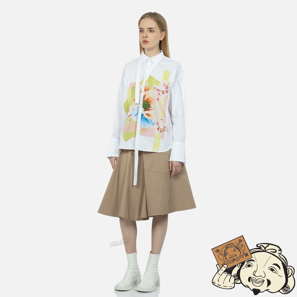Women Evisu FORAL COLLAGE PRINT OVERSIZED SHIRT Blanche | 792LQHYUD