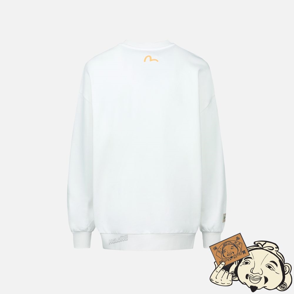 Women Evisu FORTUNE CAT DRUMMING PRINT SWEATSHIRT Blanche | 268PVYDRU