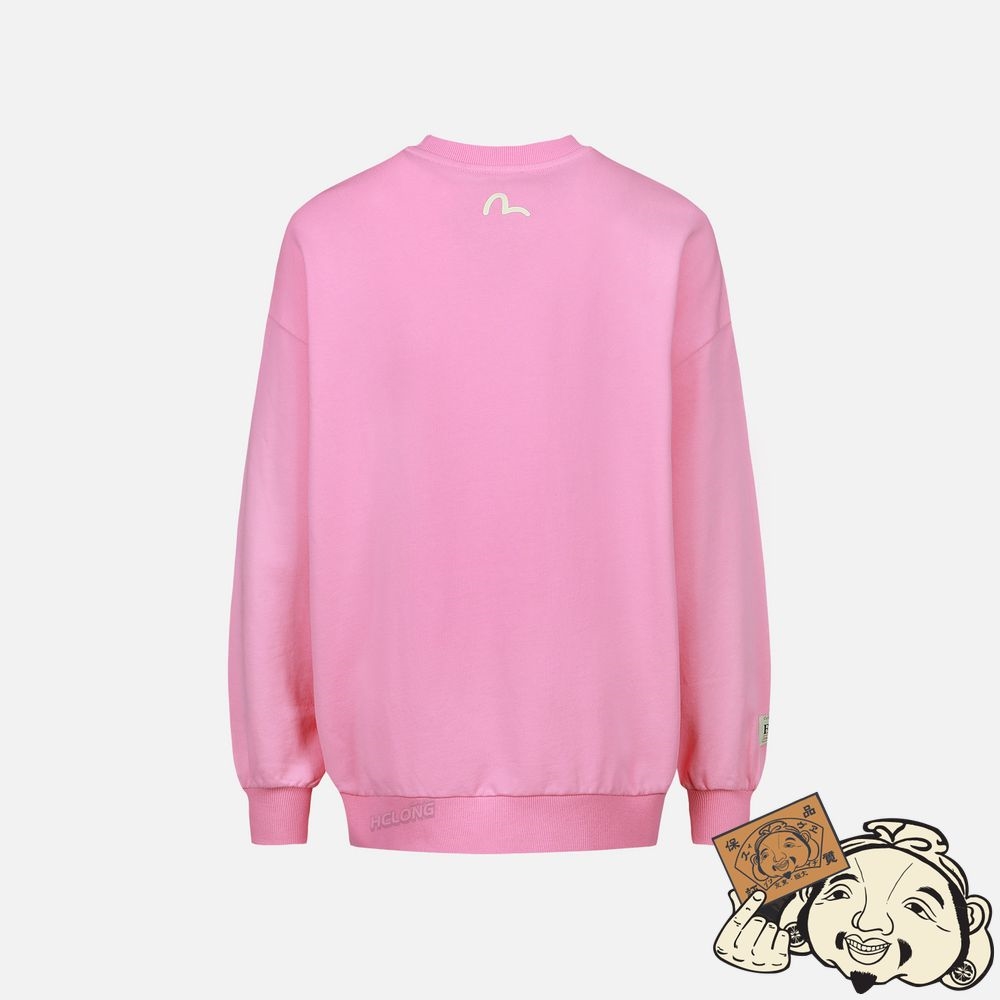 Women Evisu FORTUNE CAT DRUMMING PRINT SWEATSHIRT Rose | 857ITYWXU