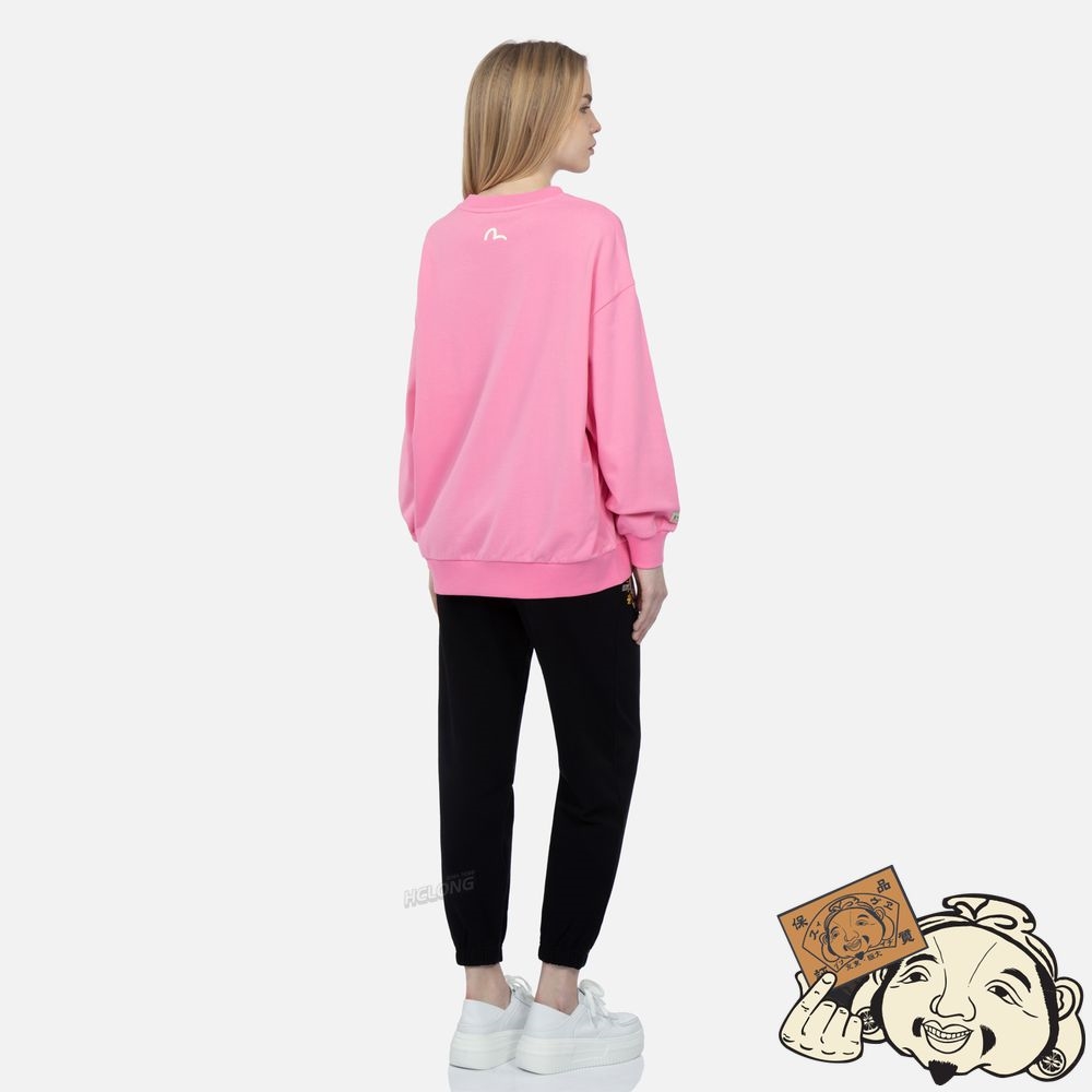 Women Evisu FORTUNE CAT DRUMMING PRINT SWEATSHIRT Rose | 857ITYWXU