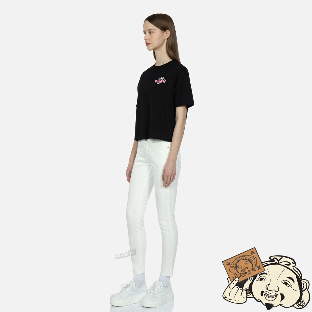 Women Evisu FORTUNE CAT WITH TAIKO DARUMA PRINT T-SHIRT Noir | 734EBUYLG
