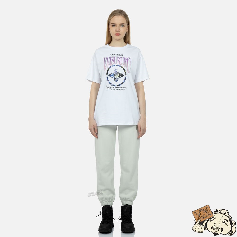 Women Evisu GRADIANT ABSTRACT PATTERN KAMON PRINT T-SHIRT Blanche | 056JLWFYP