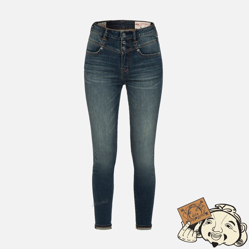 Women Evisu GRAFFITI DARUMA AND LOGO-PATTERN SEAGULL SKINNY JEANS Indigo | 063FGMJZR