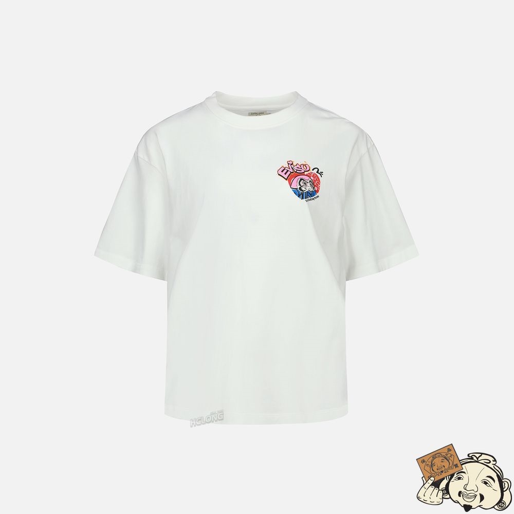 Women Evisu GRAFFITI DARUMA DAICOCK PRINT T-SHIRT Blanche | 257RQAGJB
