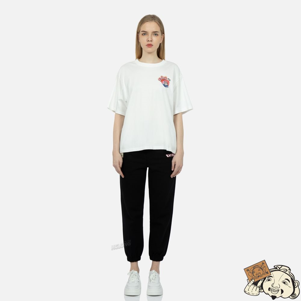 Women Evisu GRAFFITI DARUMA DAICOCK PRINT T-SHIRT Blanche | 257RQAGJB