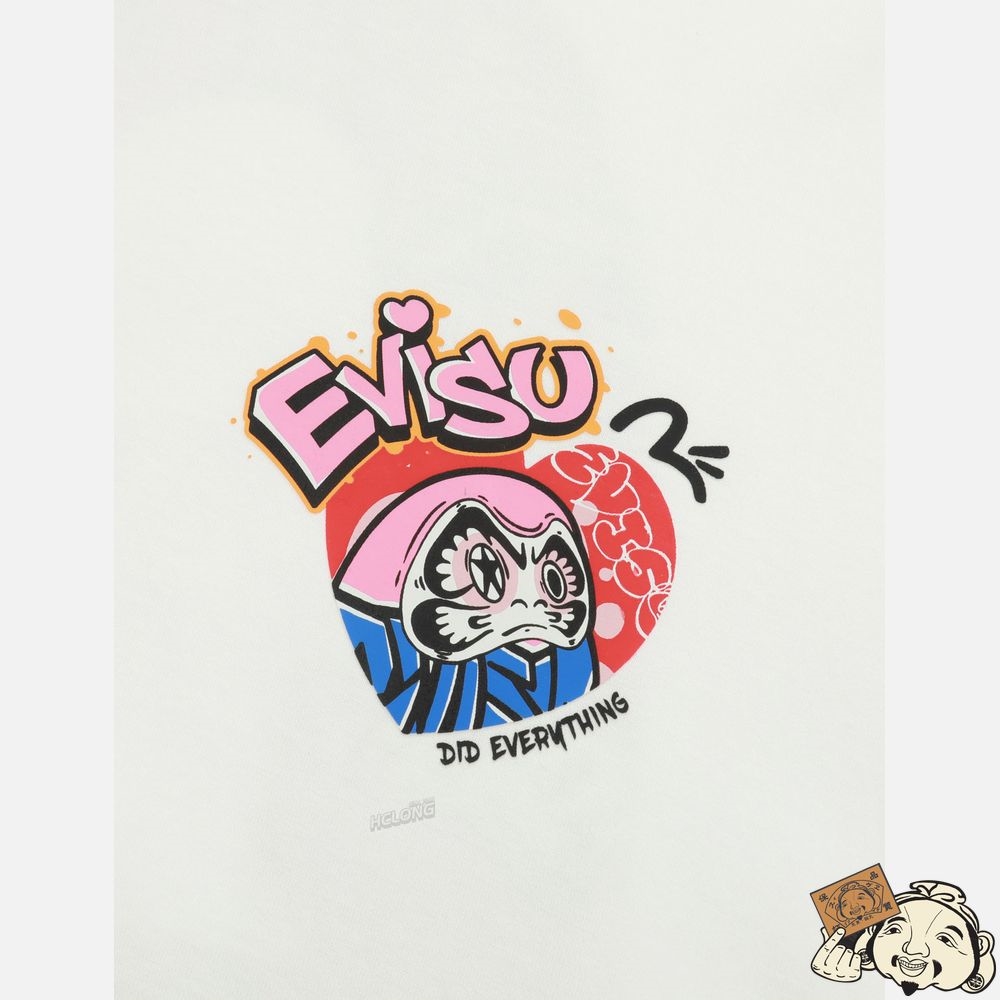 Women Evisu GRAFFITI DARUMA DAICOCK PRINT T-SHIRT Blanche | 257RQAGJB