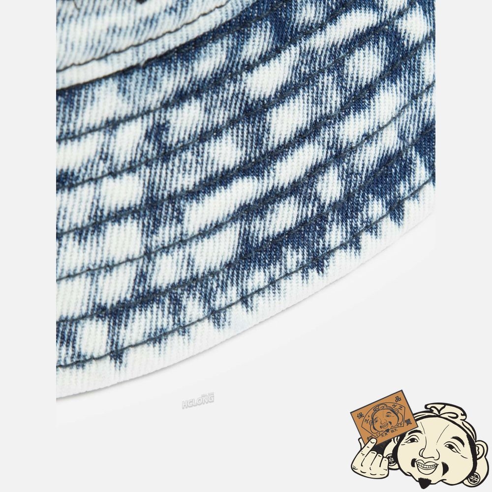 Women Evisu GRAFFITI LOGO EMBROIDERY DENIM BUCKET HAT Indigo | 367ONFYZT