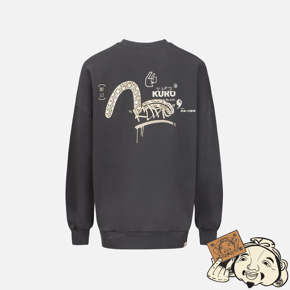 Women Evisu GRAFFITI LOGO PRINT SWEATSHIRT CHARCOAL | 086LCJPKH