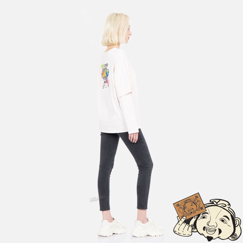 Women Evisu GRAFFITI SLOGAN PRINT 2-IN-1 T-SHIRT Rose | 439KFAITS