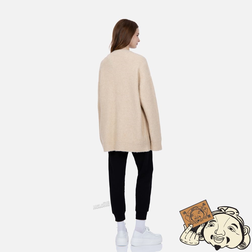 Women Evisu HAND KNIT CABLE CARDIGAN Beige | 021VPZFOU