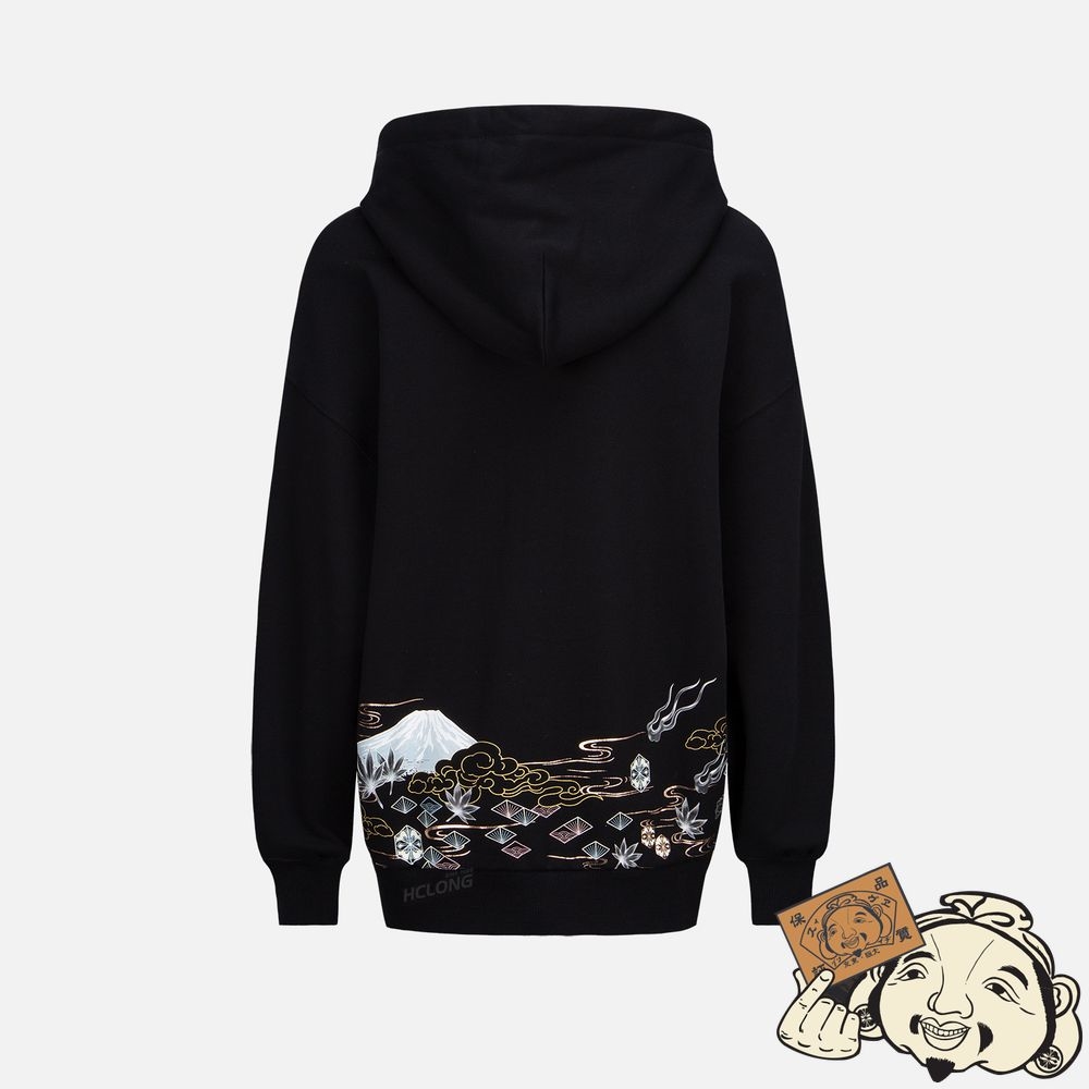 Women Evisu JAPANESE PATTERN PRINT SWEATSHIRT Noir | 142OFKYIA