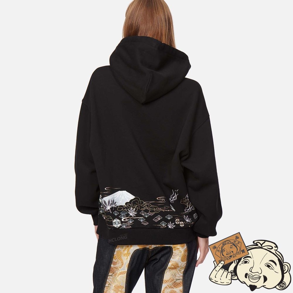 Women Evisu JAPANESE PATTERN PRINT SWEATSHIRT Noir | 142OFKYIA
