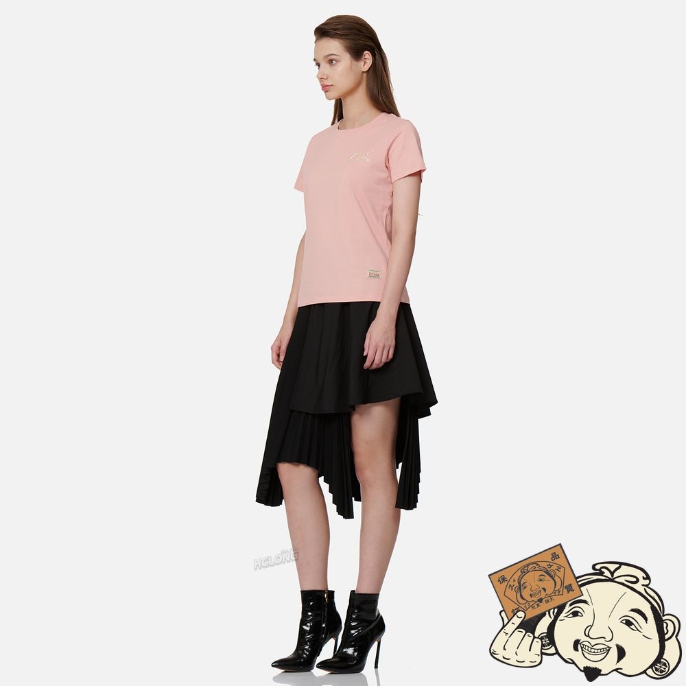 Women Evisu JAPANESE-PATTERN SEAGULL PLEATED ASYMMETRIC SKIRT Noir | 308DVPQEH