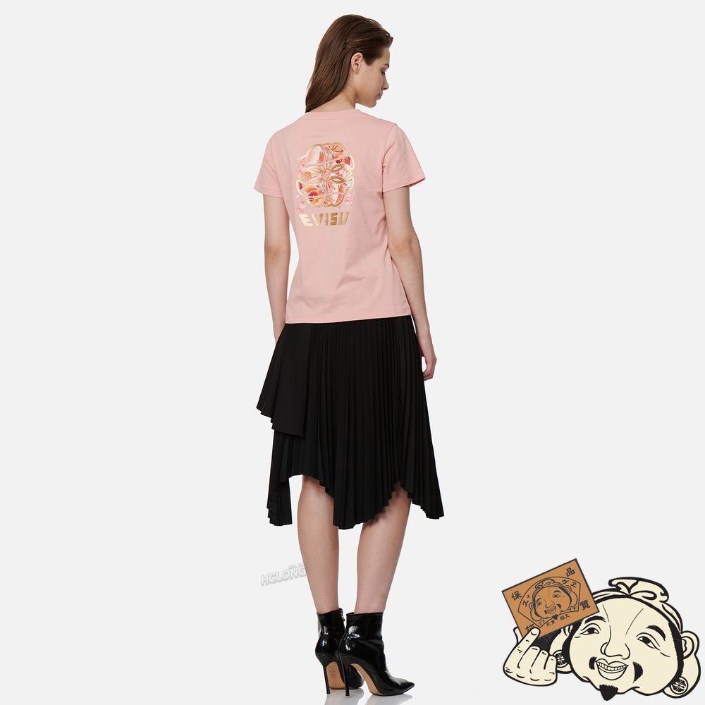 Women Evisu JAPANESE-PATTERN SEAGULL PLEATED ASYMMETRIC SKIRT Noir | 308DVPQEH