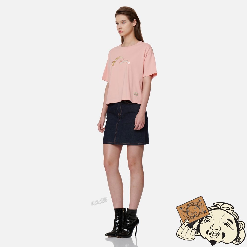 Women Evisu JAPANESE-PATTERN SEAGULL PRINT T-SHIRT Rose | 450CYXPRM