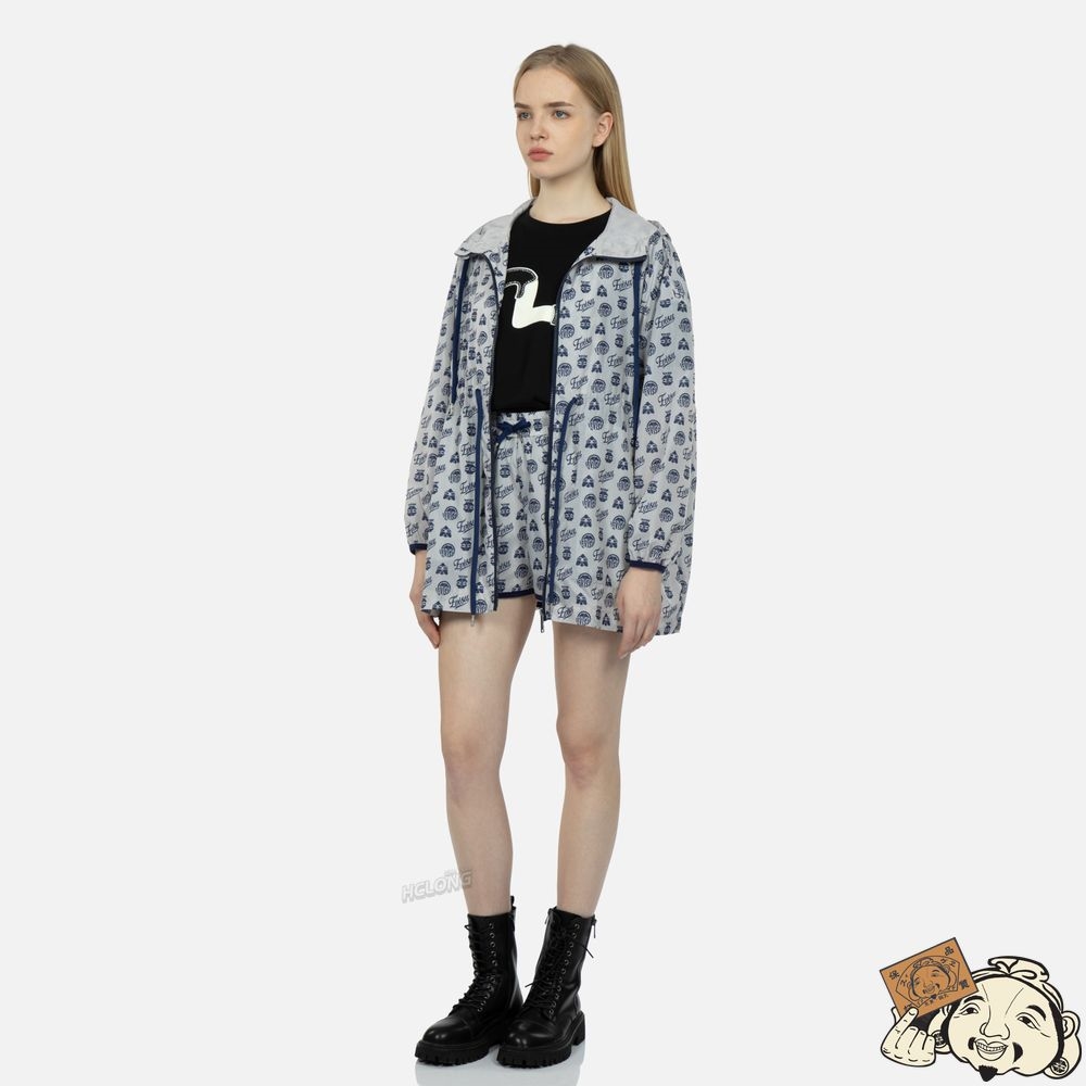 Women Evisu KAMON AND GODHEAD ALLOVER PRINT WINDBREAKER Grise | 178YPROEQ
