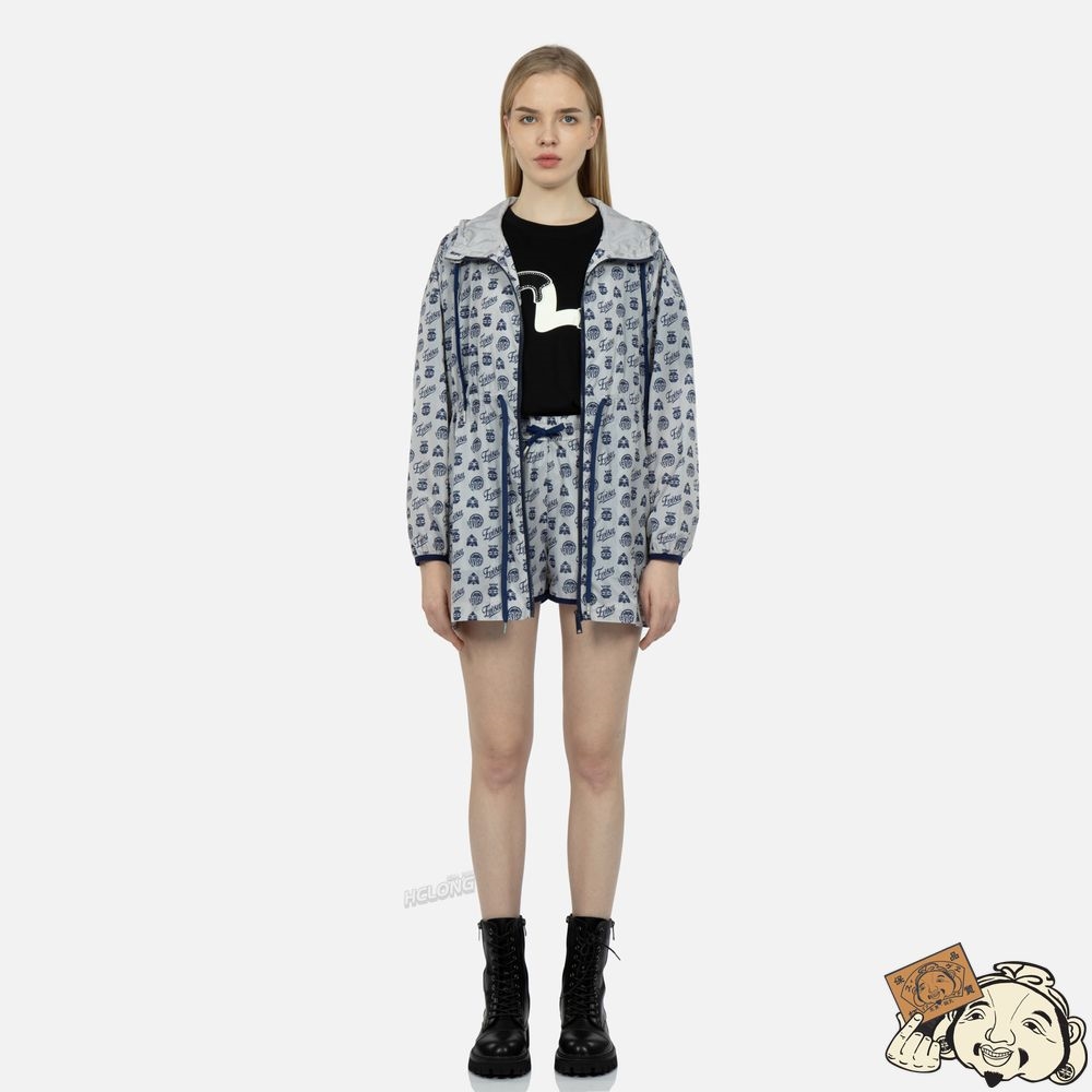 Women Evisu KAMON AND GODHEAD ALLOVER PRINT WINDBREAKER Grise | 178YPROEQ