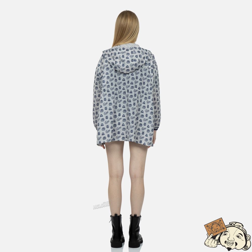 Women Evisu KAMON AND GODHEAD ALLOVER PRINT WINDBREAKER Grise | 178YPROEQ