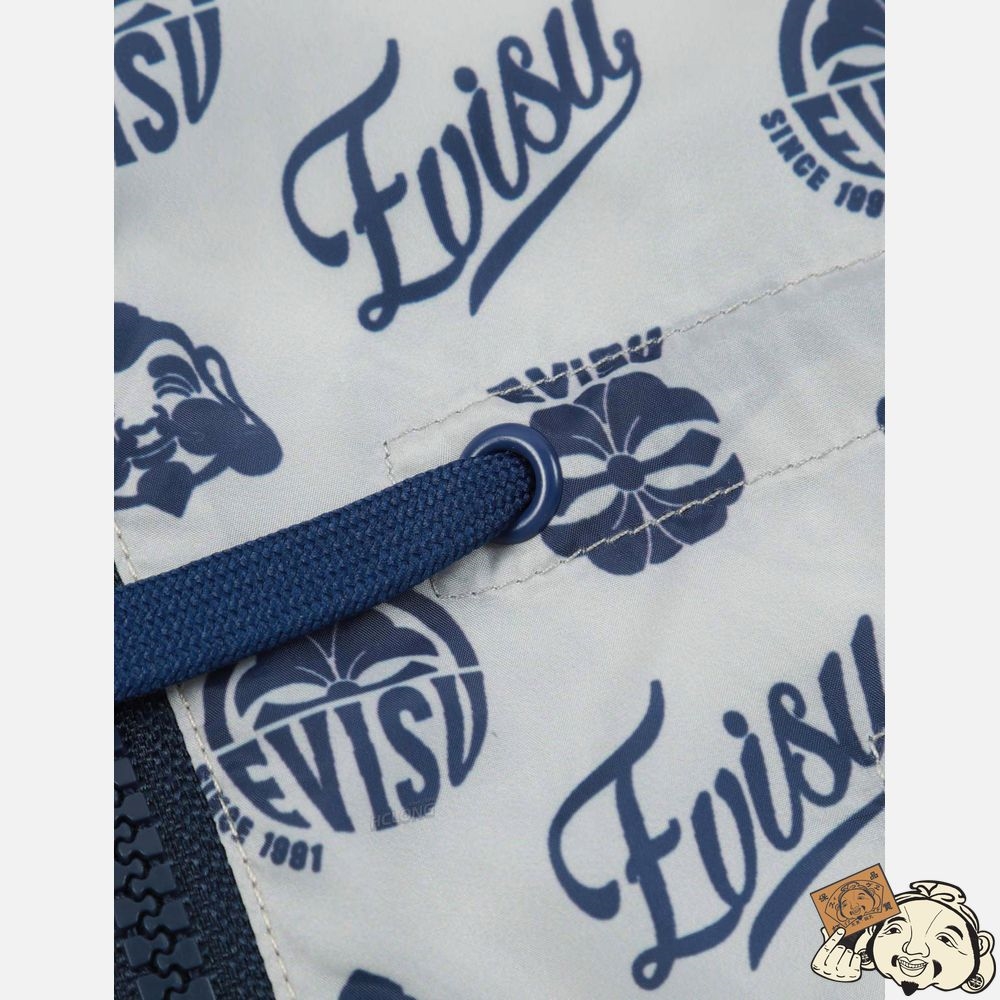 Women Evisu KAMON AND GODHEAD ALLOVER PRINT WINDBREAKER Grise | 178YPROEQ