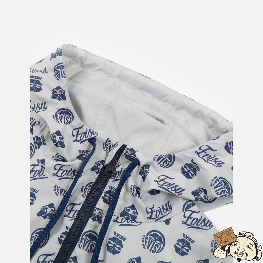 Women Evisu KAMON AND GODHEAD ALLOVER PRINT WINDBREAKER Grise | 178YPROEQ