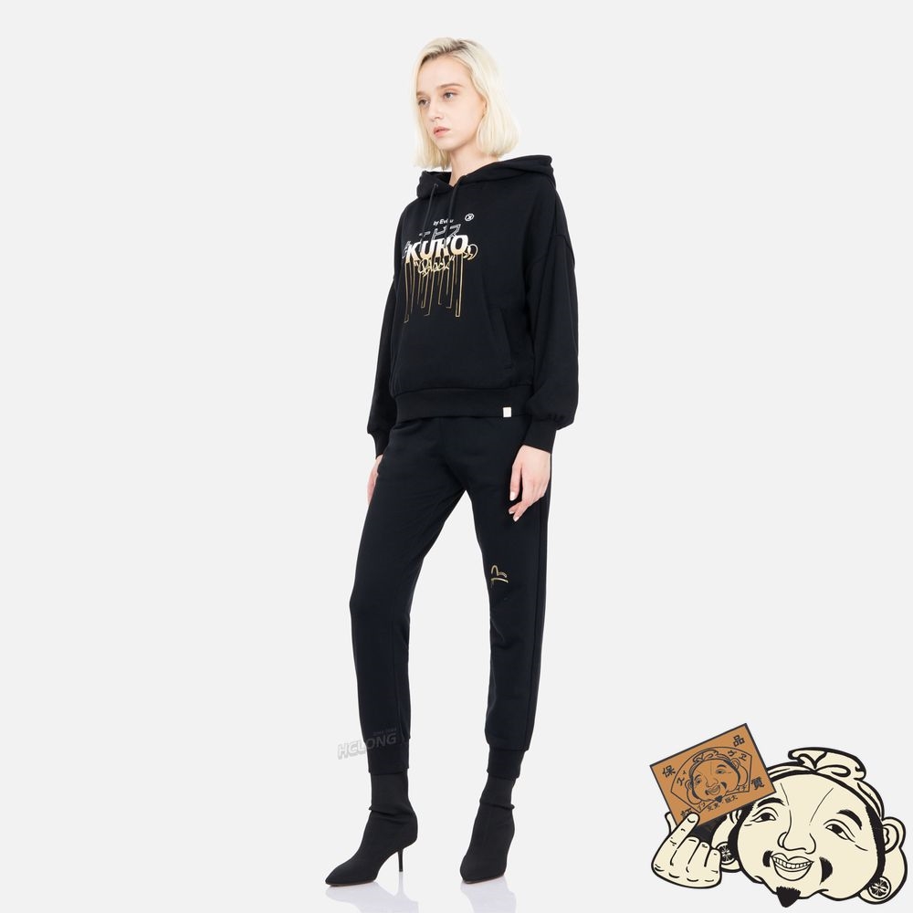 Women Evisu KAMON AND LOGO PRINT SWEATPANTS Noir | 591ONAYJI