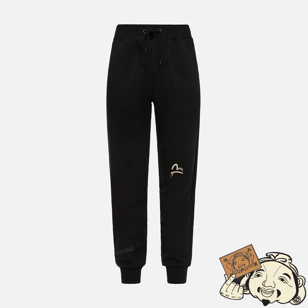 Women Evisu KAMON AND LOGO PRINT SWEATPANTS Noir | 591ONAYJI
