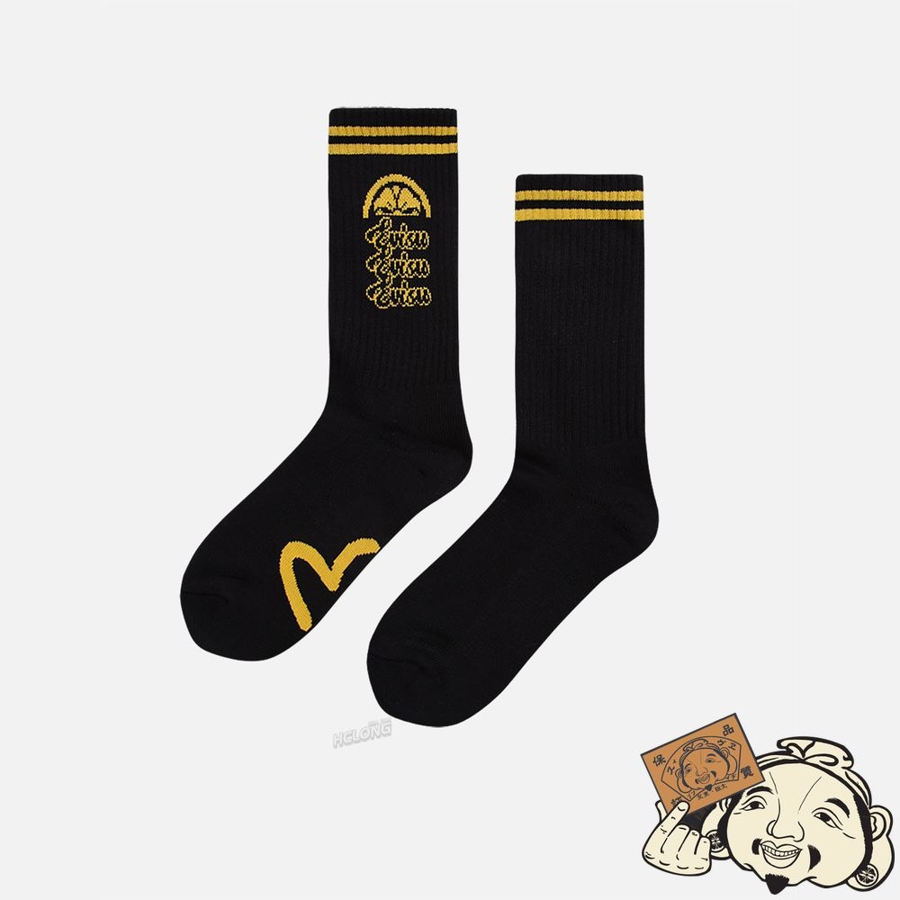 Women Evisu KAMON AND LOGO-TRIO JACQUARD LONG SOCKS MULTIPLE | 834LQCKUY