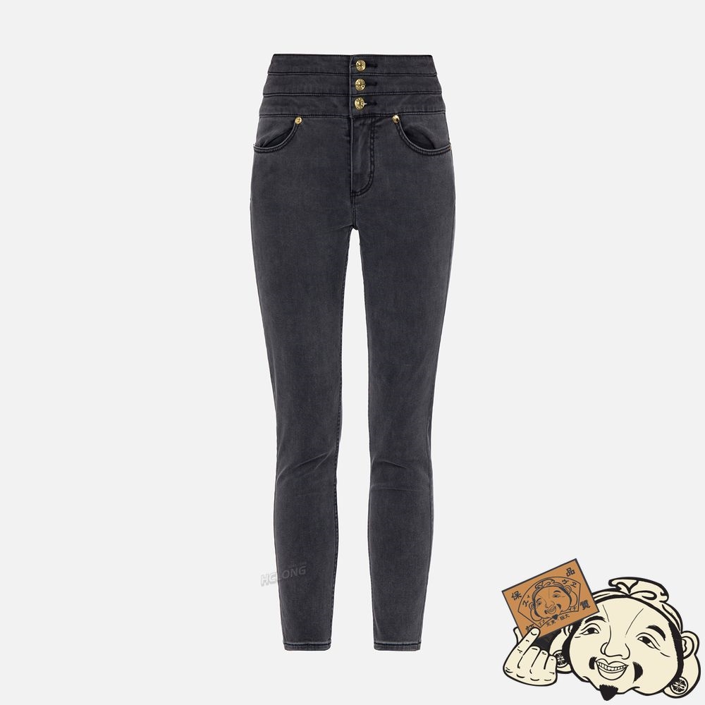 Women Evisu KOI PRINT AND SEAGULL EMBROIDERY SUPER HIGH-WAIST SKINNY JEANS Noir | 850CBSANM