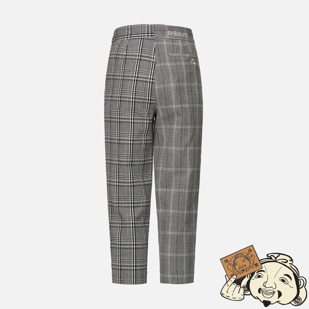 Women Evisu LEATHER BADGE MIXED PLAID PANTS CHECK | 381OUWAZI