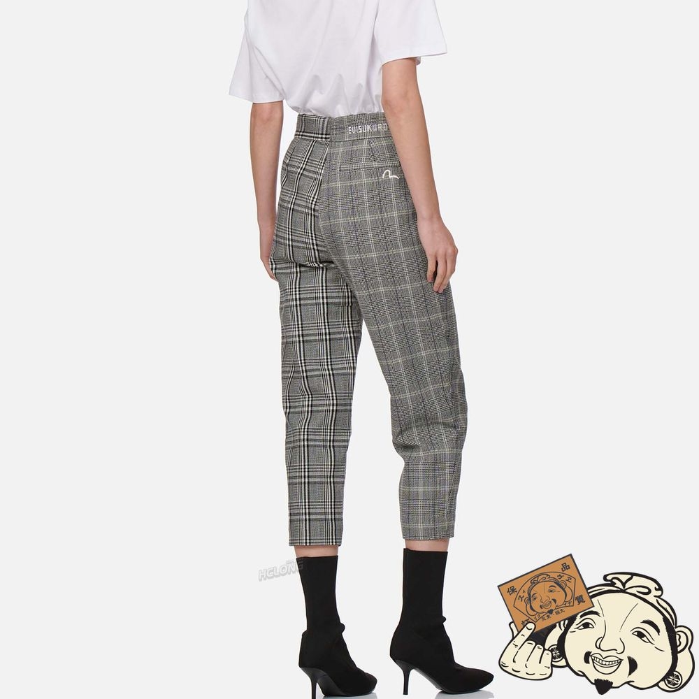 Women Evisu LEATHER BADGE MIXED PLAID PANTS CHECK | 381OUWAZI