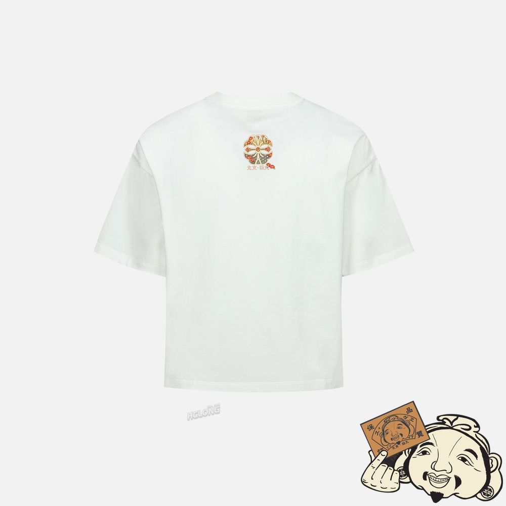 Women Evisu LOGO AND BROCADE-PATTERN KAMON PRINT T-SHIRT Blanche | 468JAVHKI