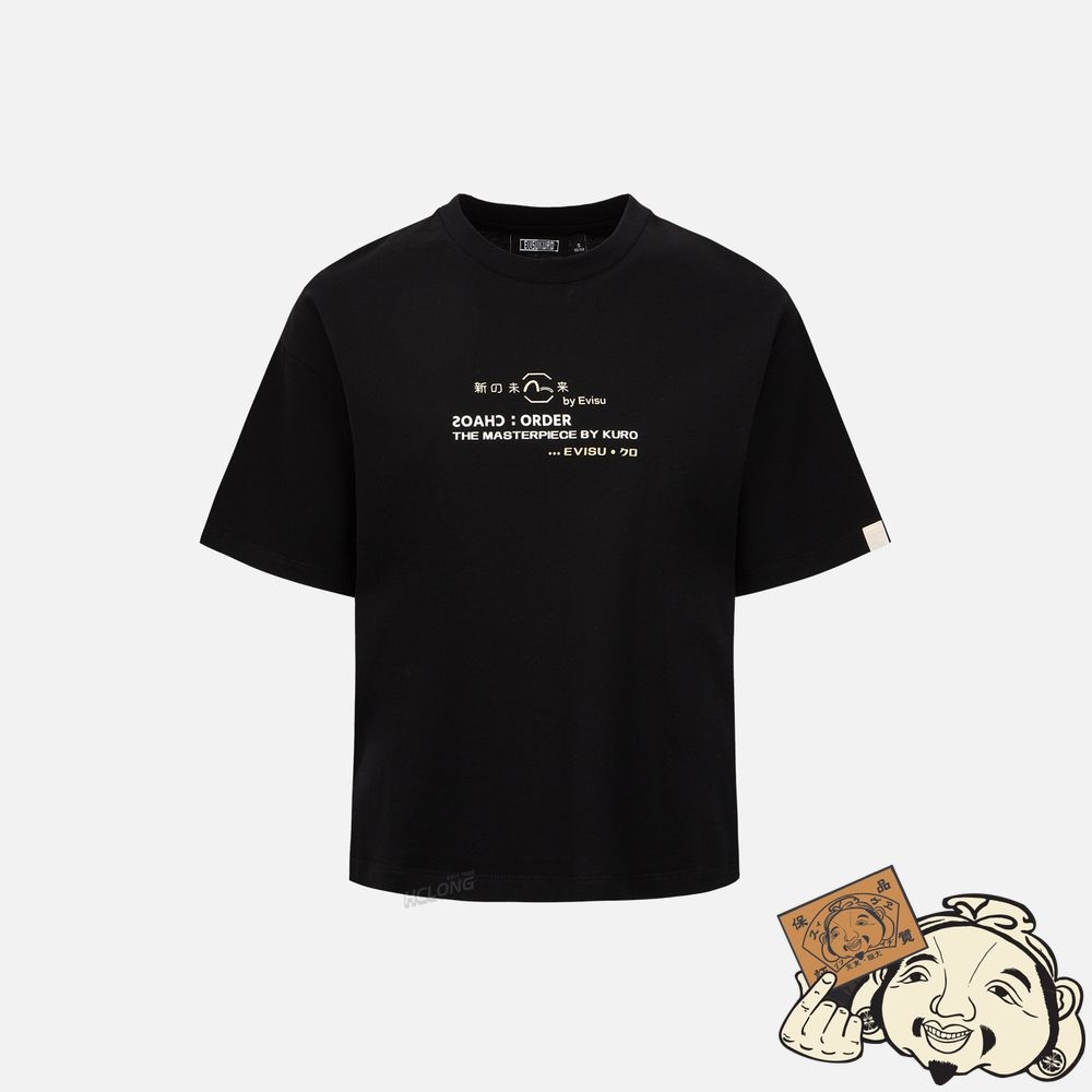 Women Evisu LOGO AND KAMON PRINT T-SHIRT Noir | 132DFKEQP