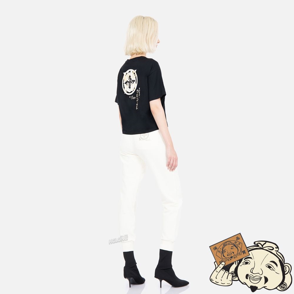 Women Evisu LOGO AND KAMON PRINT T-SHIRT Noir | 132DFKEQP