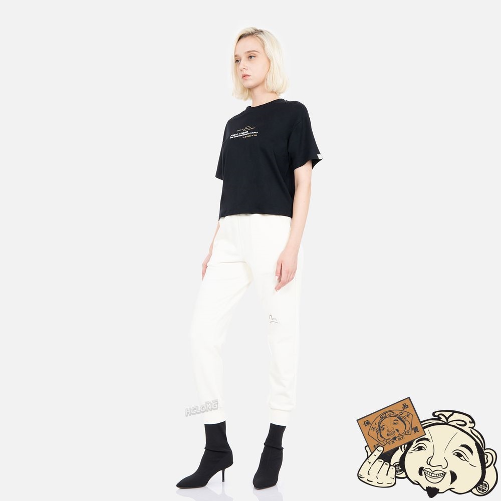 Women Evisu LOGO AND KAMON PRINT T-SHIRT Noir | 132DFKEQP