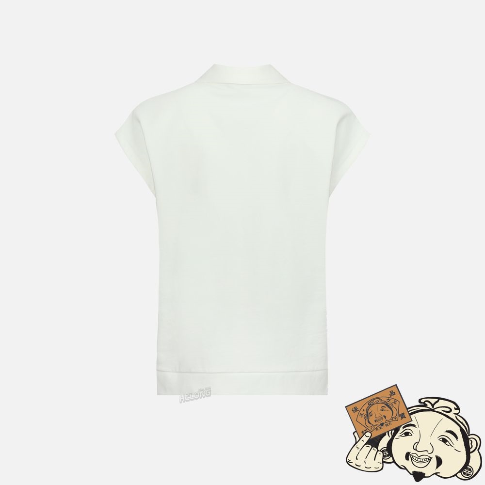 Women Evisu LOGO CALLIGRAPHY EMBROIDERY SLEEVELESS POLO SHIRT Blanche | 965ASKJXU