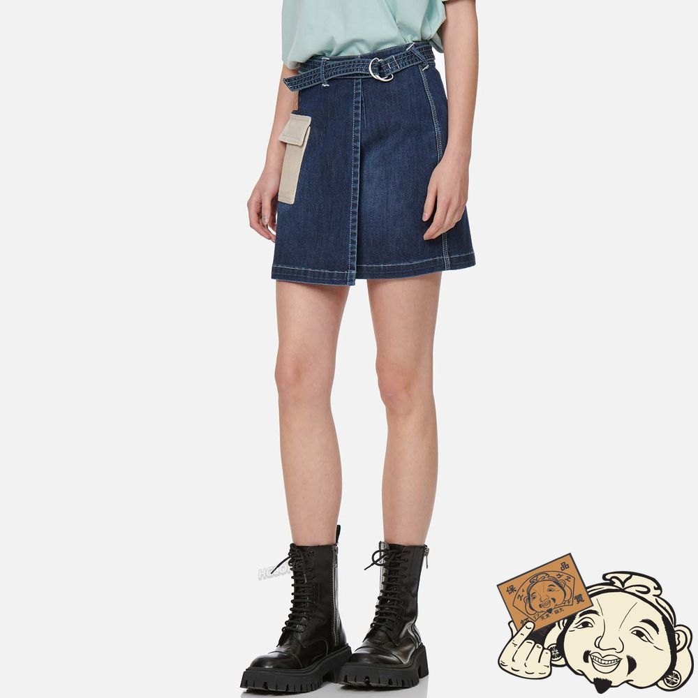 Women Evisu LOGO DENIM SKIRT WITH CARGO POCKET Indigo | 854EKOTMH