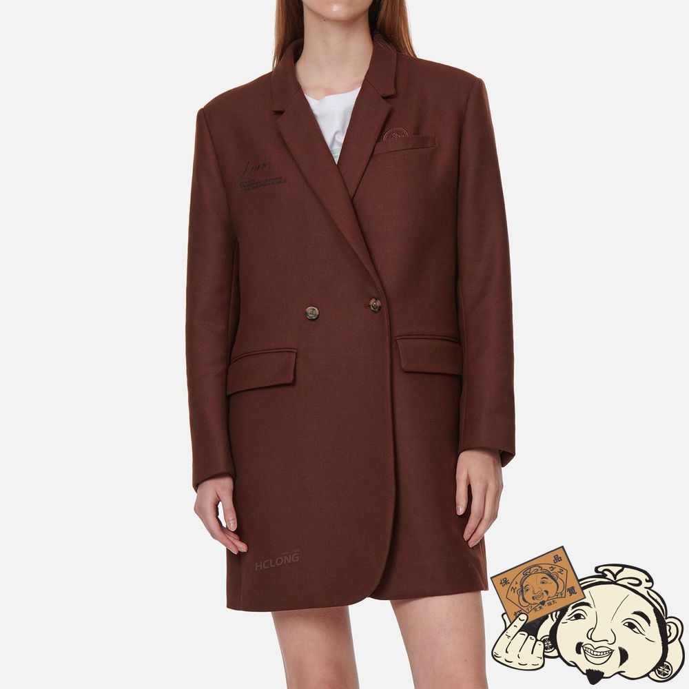Women Evisu LOGO EMBOSSED BLAZER DRESS Marron | 267TQYRFW
