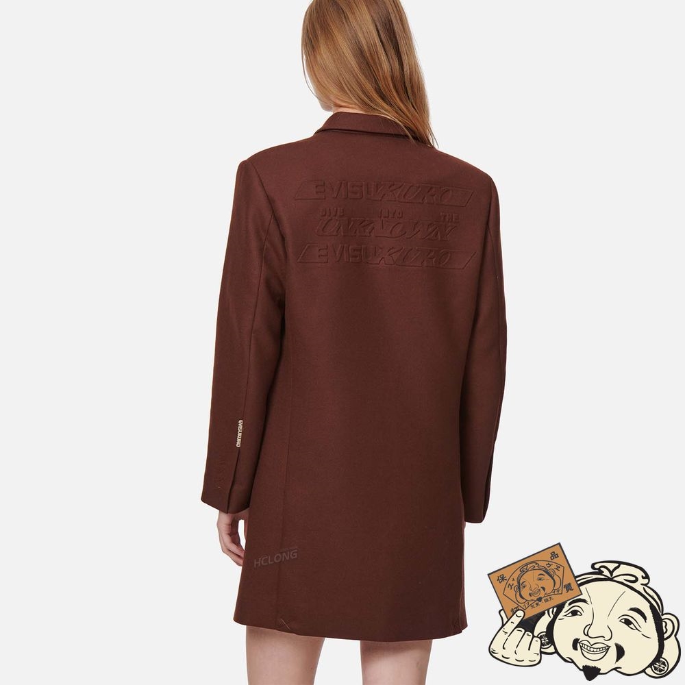 Women Evisu LOGO EMBOSSED BLAZER DRESS Marron | 267TQYRFW