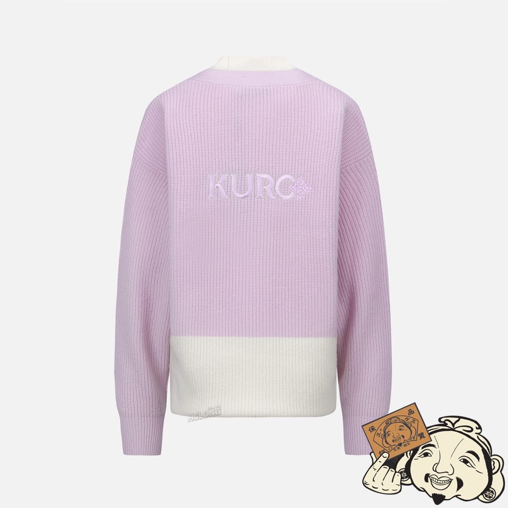 Women Evisu LOGO EMBROIDERED 2-IN-1 KNITTED CARDIGAN Violette | 015HOBVSJ