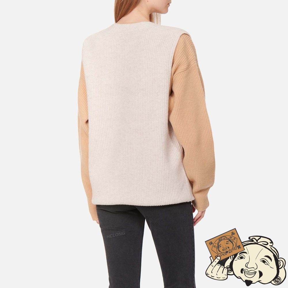 Women Evisu LOGO EMBROIDERED 2-IN-1 KNITTED CARDIGAN Kaki | 194NUHDQF