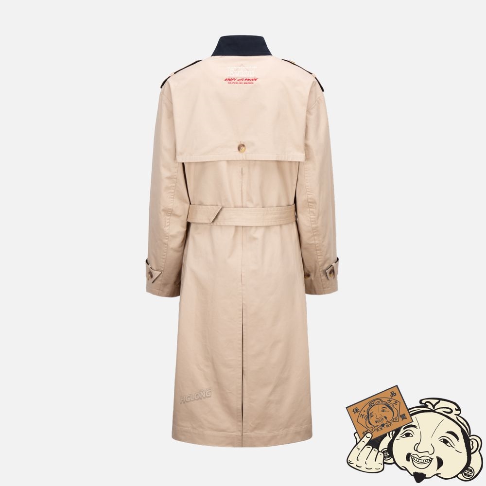 Women Evisu LOGO EMBROIDERED TRENCH COAT Kaki | 859DJPOYB