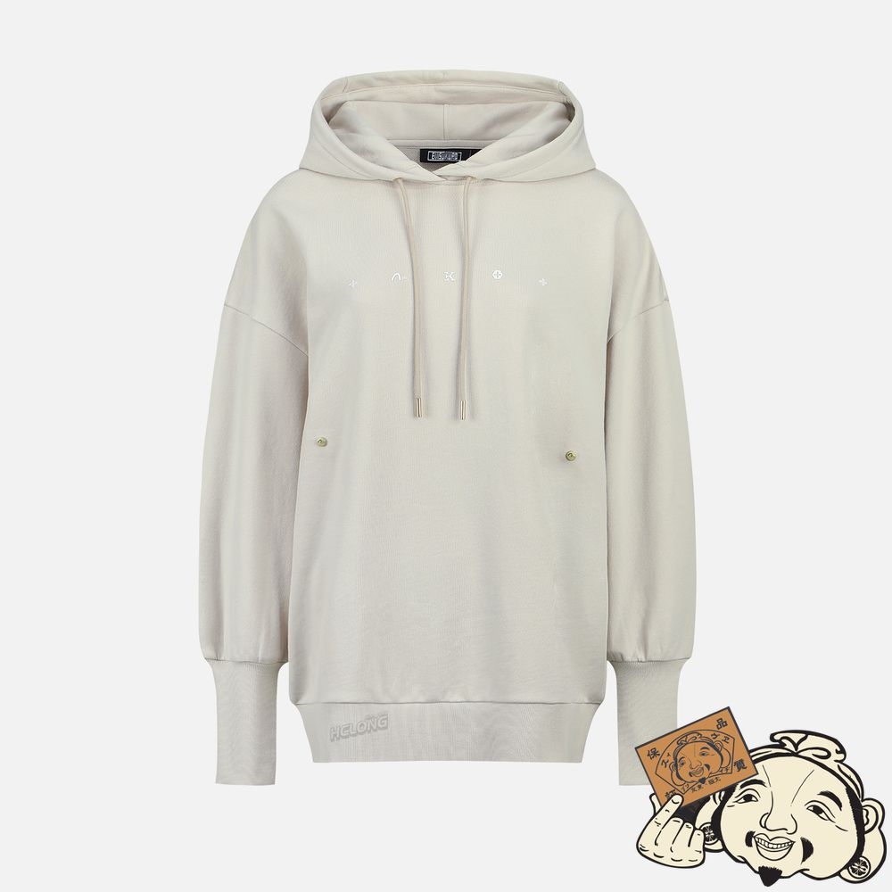 Women Evisu LOGO EMBROIDERY AND KAMON PRINT HOODIE Grise | 573DFRWCB